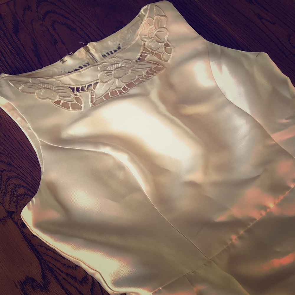 Cream embroidery detail dress